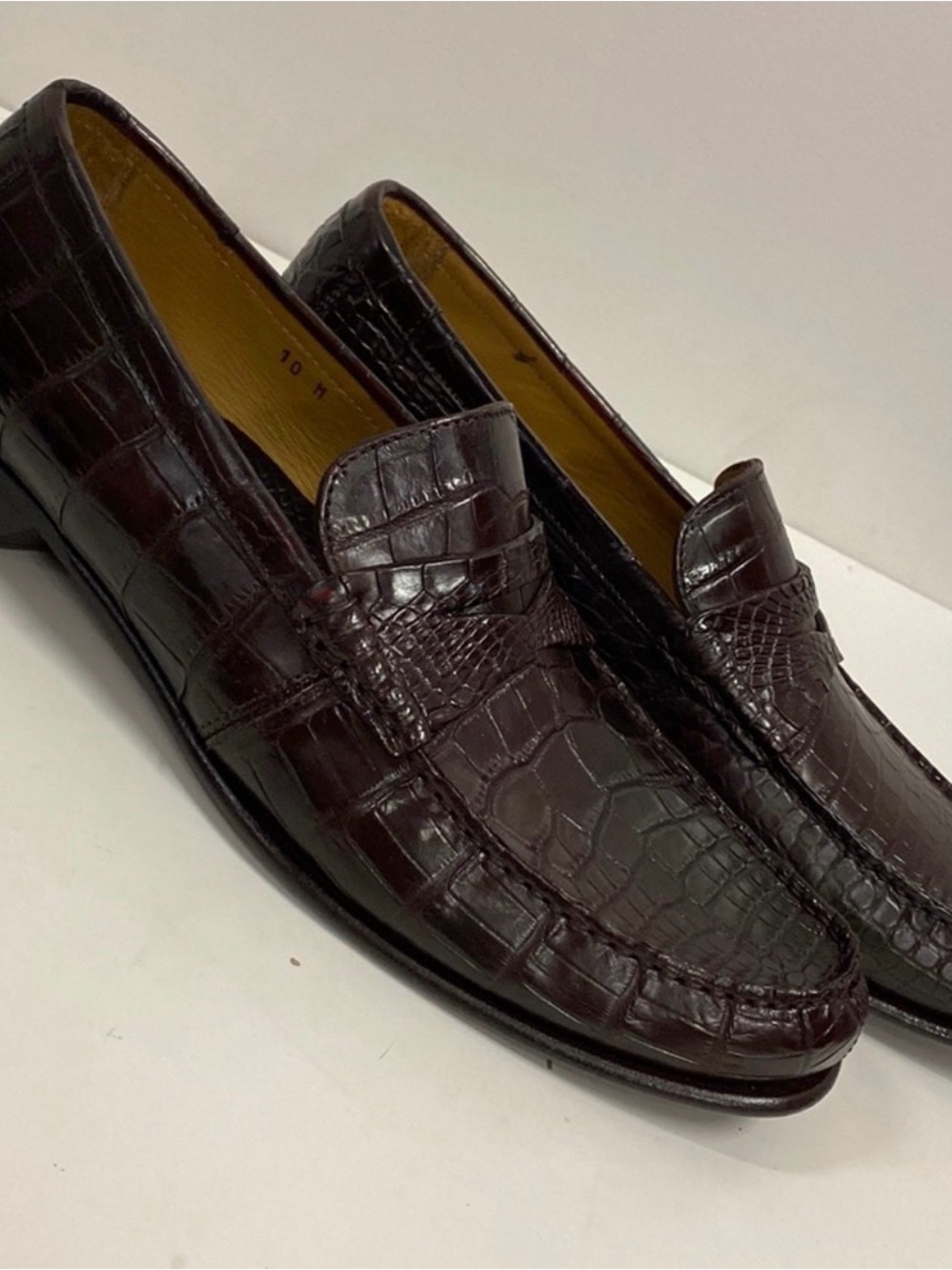 Caporicci 9961 Gold genuine alligator Leather Slip-On Loafers made 100% in Italy - Picture 11 of 12